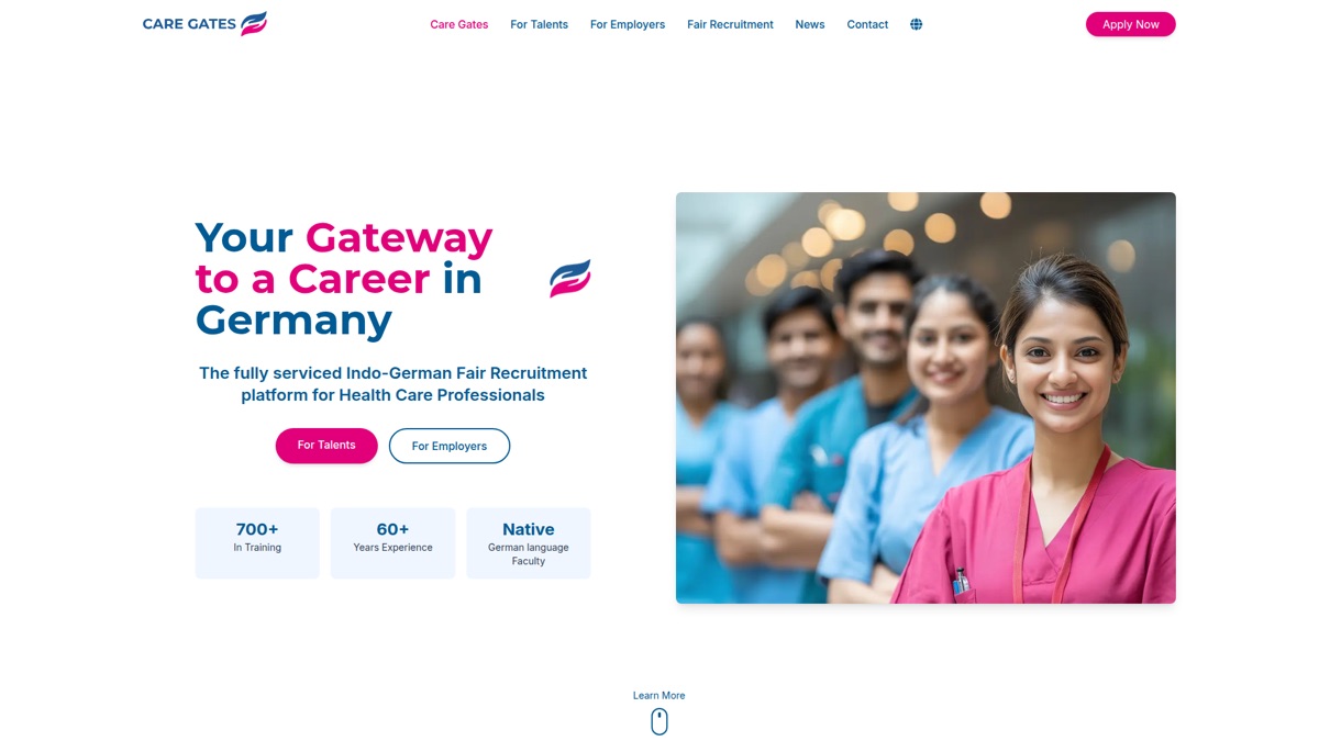 Screenshot der Website caregates.de